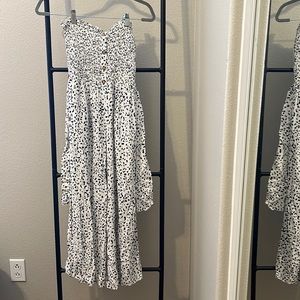 Summer romper black and white strapless wide leg with pockets